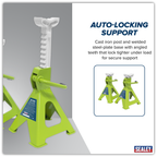 Ratchet Type Axle Stands (Pair) 2 Tonne Capacity per Stand - Hi-Vis Green VS2002HV