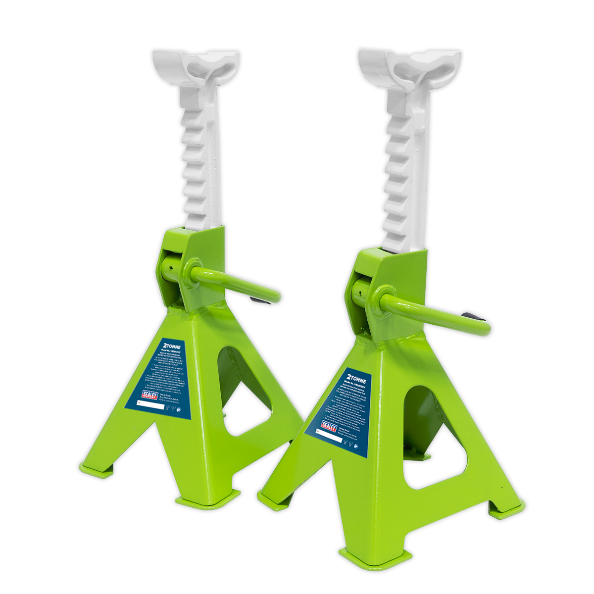 Ratchet Type Axle Stands (Pair) 2 Tonne Capacity per Stand - Hi-Vis Green VS2002HV