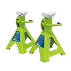 Ratchet Type Axle Stands (Pair) 2 Tonne Capacity per Stand - Hi-Vis Green VS2002HV