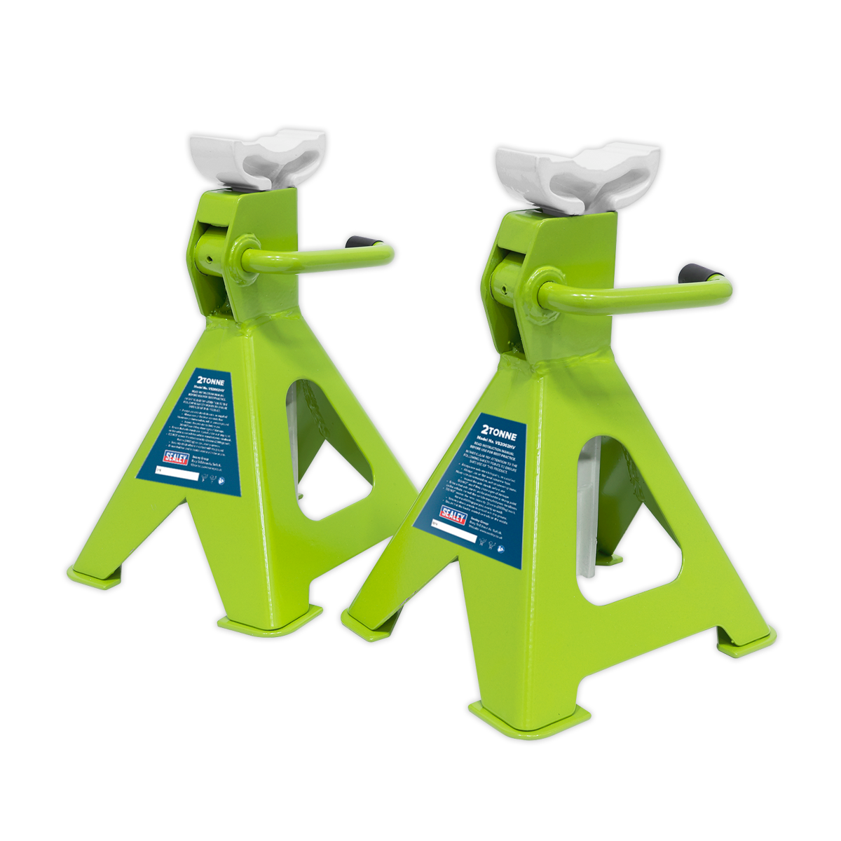 Ratchet Type Axle Stands (Pair) 2 Tonne Capacity per Stand - Hi-Vis Green VS2002HV
