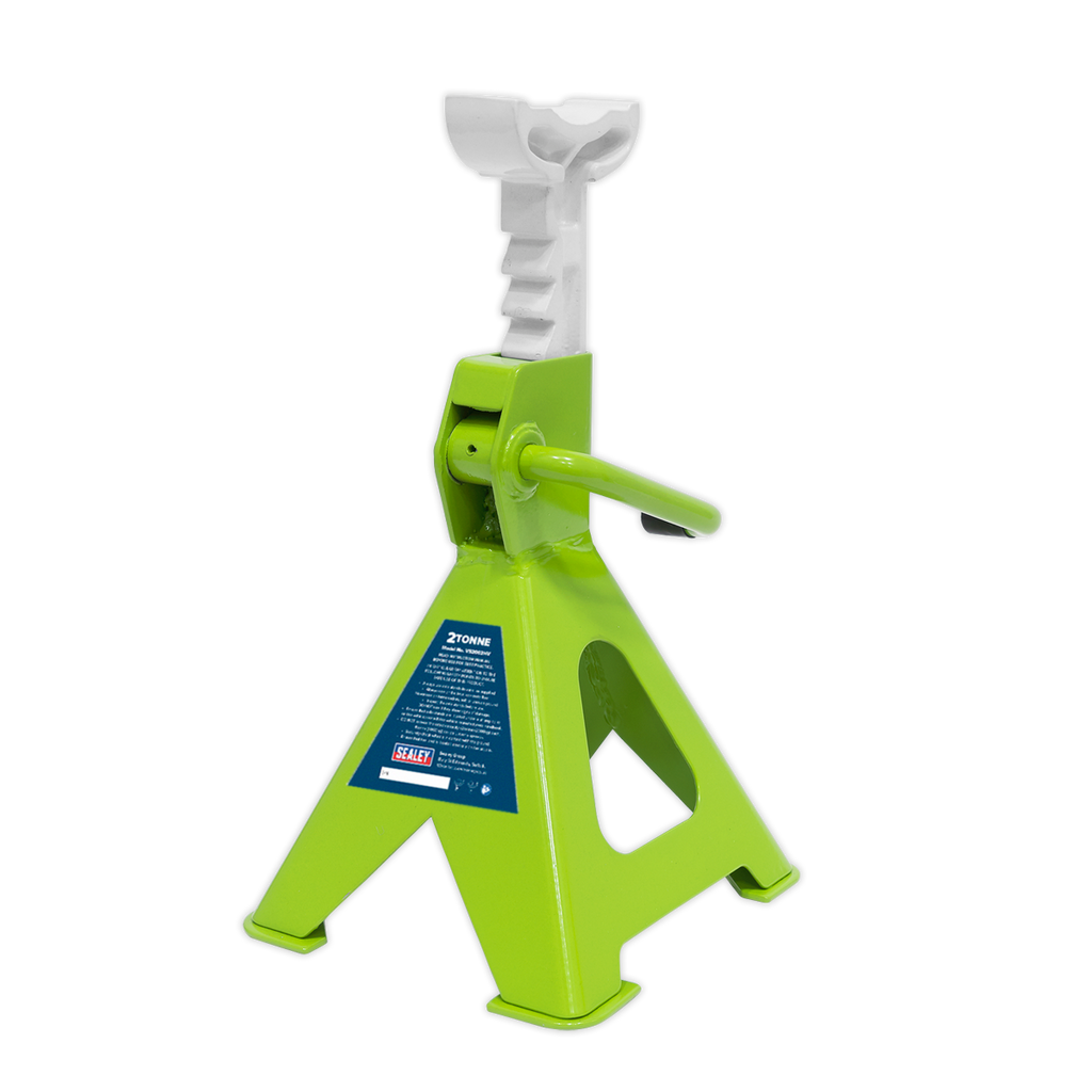 Ratchet Type Axle Stands (Pair) 2 Tonne Capacity per Stand - Hi-Vis Green VS2002HV