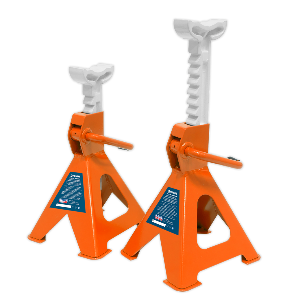 Ratchet Type Axle Stands (Pair) 2 Tonne Capacity per Stand - Orange VS2002OR