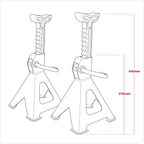 Ratchet Type Axle Stands (Pair) 2 Tonne Capacity per Stand - Orange VS2002OR