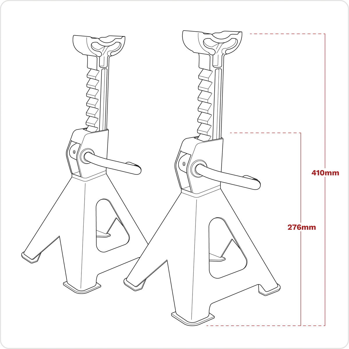 Ratchet Type Axle Stands (Pair) 2 Tonne Capacity per Stand - Orange VS2002OR