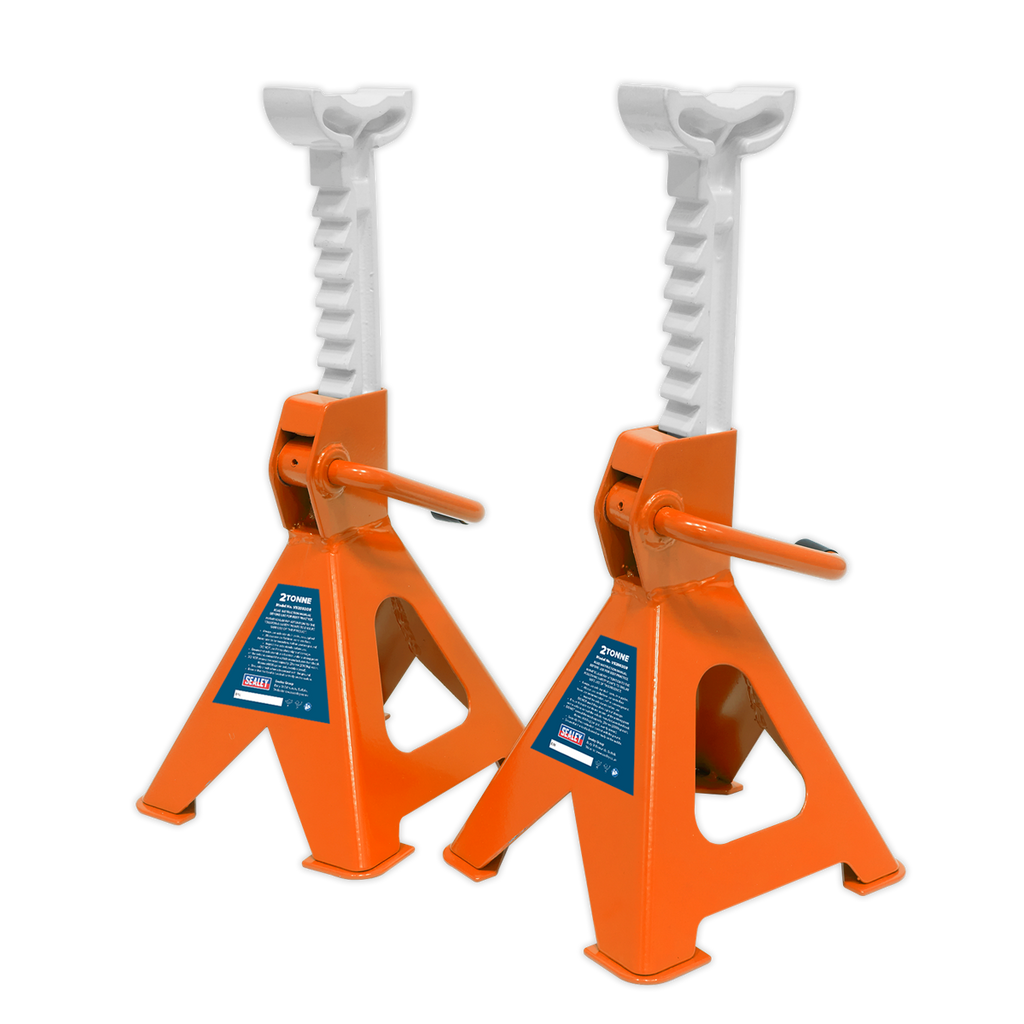 Ratchet Type Axle Stands (Pair) 2 Tonne Capacity per Stand - Orange VS2002OR
