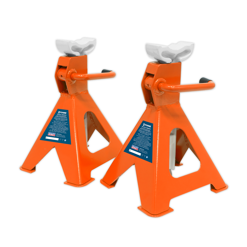 Ratchet Type Axle Stands (Pair) 2 Tonne Capacity per Stand - Orange VS2002OR