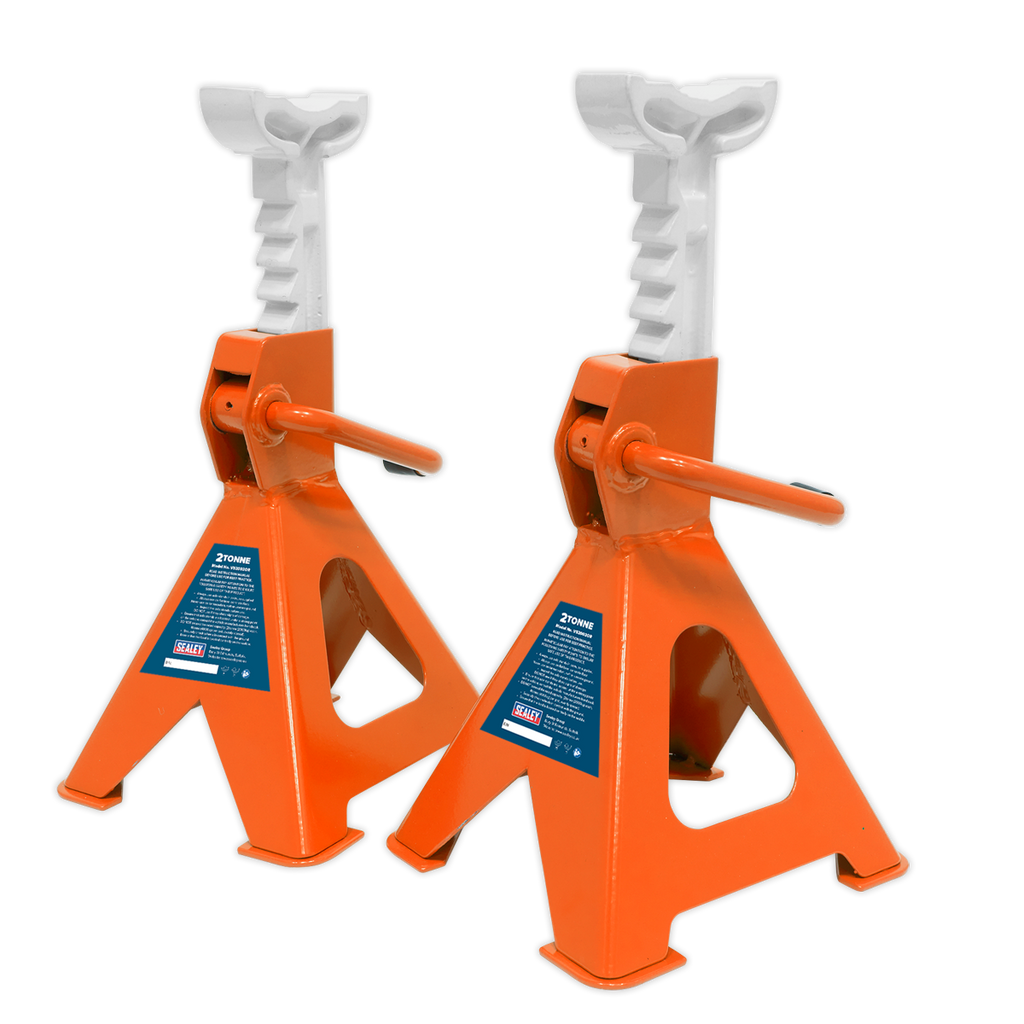 Ratchet Type Axle Stands (Pair) 2 Tonne Capacity per Stand - Orange VS2002OR
