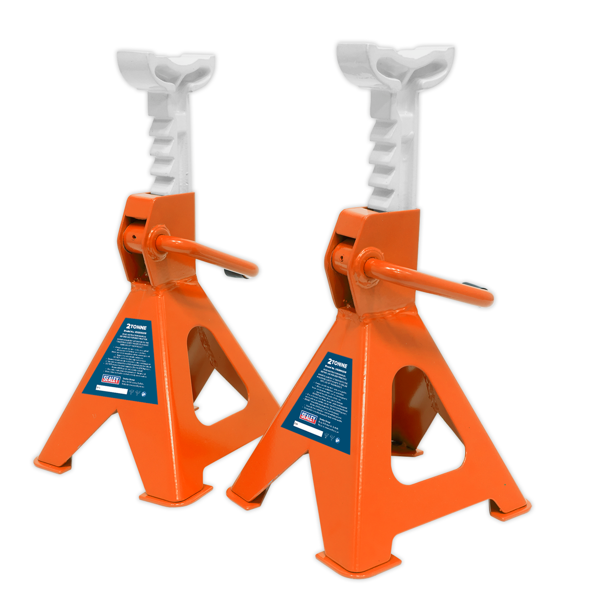 Ratchet Type Axle Stands (Pair) 2 Tonne Capacity per Stand - Orange VS2002OR