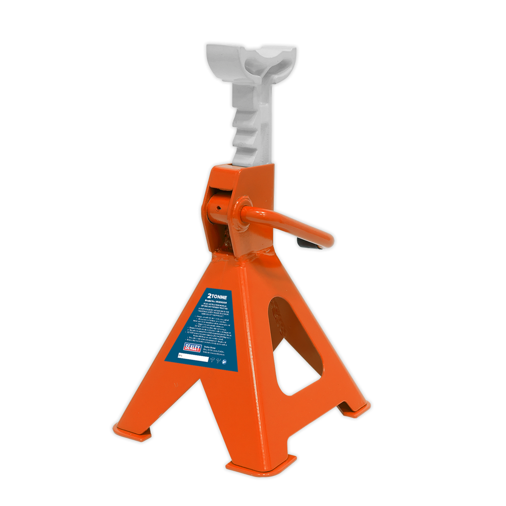 Ratchet Type Axle Stands (Pair) 2 Tonne Capacity per Stand - Orange VS2002OR