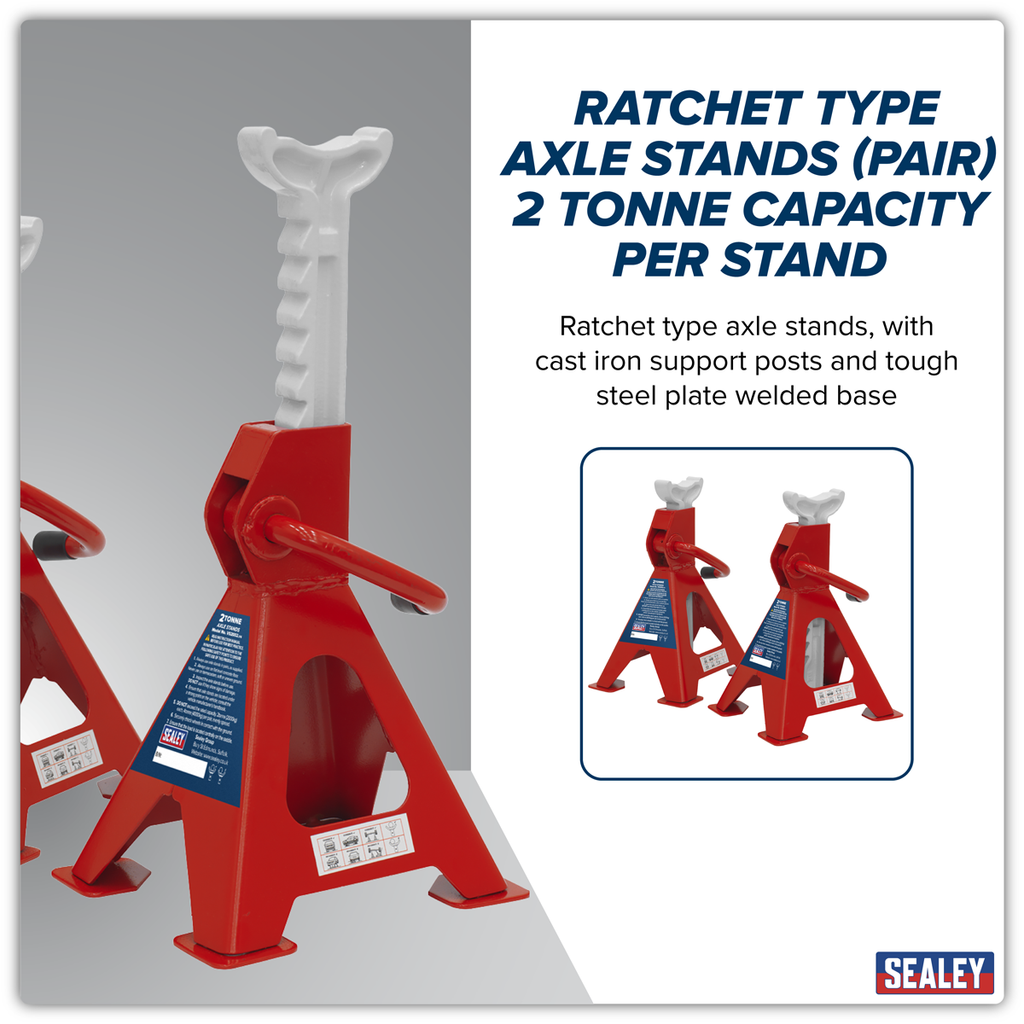 Ratchet Type Axle Stands (Pair) 2 Tonne Capacity per Stand VS2002