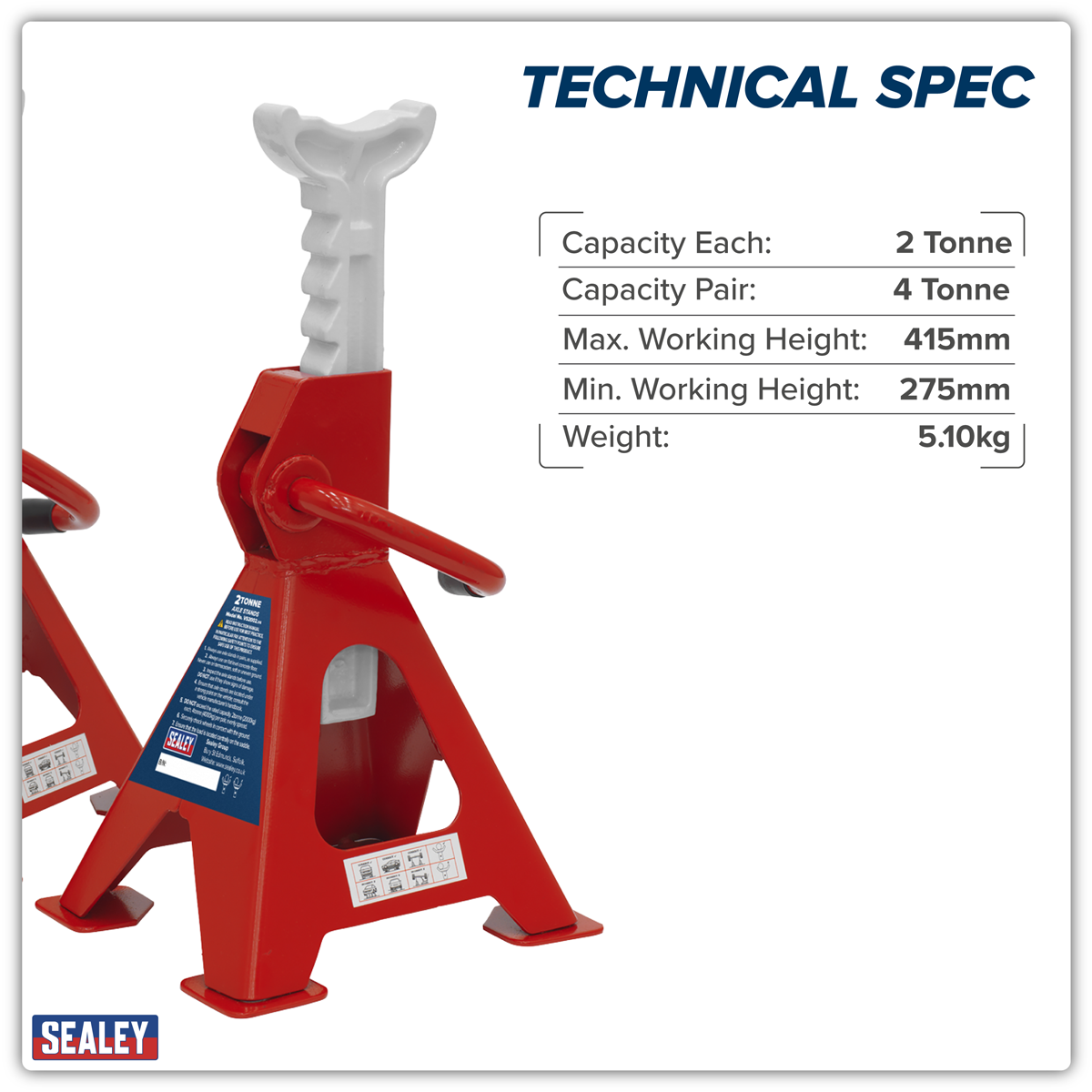 Ratchet Type Axle Stands (Pair) 2 Tonne Capacity per Stand VS2002