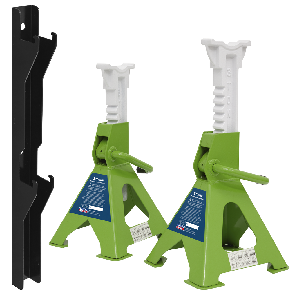 Axle Stand & Axle Stand Storage Rack Combo 3 Tonne - Hi-Vis Green VS2003HVCOMBO