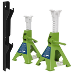 Axle Stand & Axle Stand Storage Rack Combo 3 Tonne - Hi-Vis Green VS2003HVCOMBO