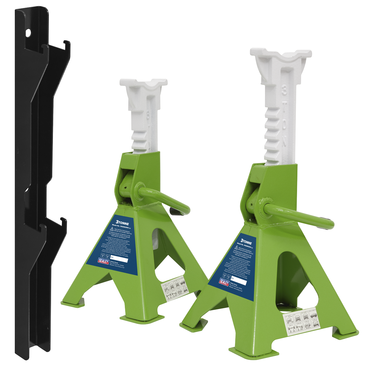 Axle Stand & Axle Stand Storage Rack Combo 3 Tonne - Hi-Vis Green VS2003HVCOMBO