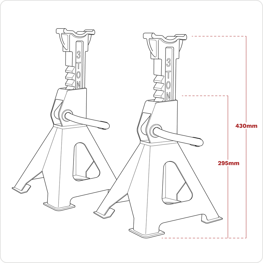 Ratchet Type Axle Stands (Pair) 3 Tonne Capacity per Stand - Hi-Vis Green VS2003HV