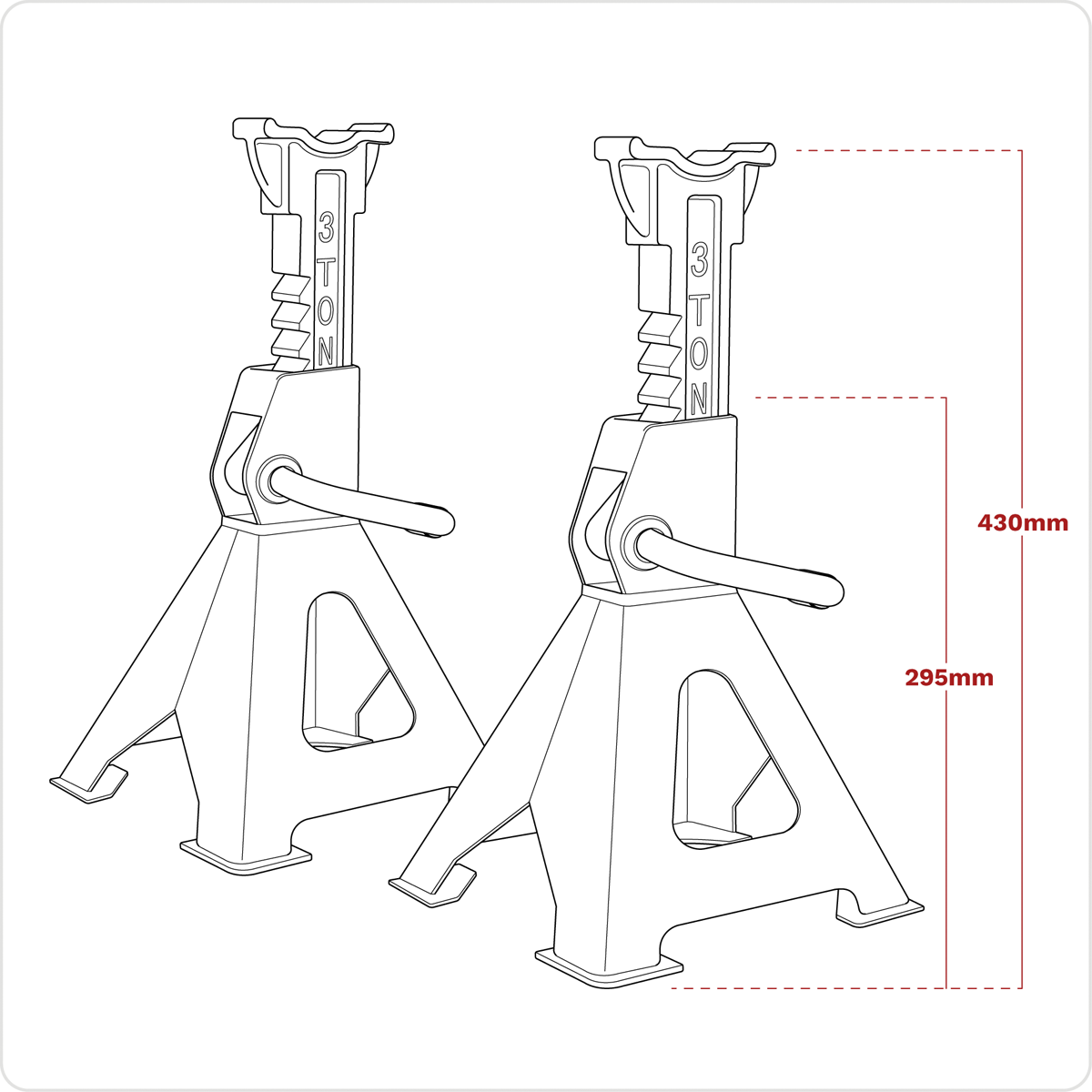 Ratchet Type Axle Stands (Pair) 3 Tonne Capacity per Stand - Hi-Vis Green VS2003HV