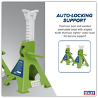 Ratchet Type Axle Stands (Pair) 3 Tonne Capacity per Stand - Hi-Vis Green VS2003HV