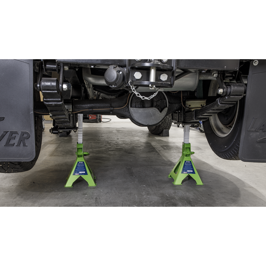 Ratchet Type Axle Stands (Pair) 3 Tonne Capacity per Stand - Hi-Vis Green VS2003HV