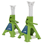 Ratchet Type Axle Stands (Pair) 3 Tonne Capacity per Stand - Hi-Vis Green VS2003HV