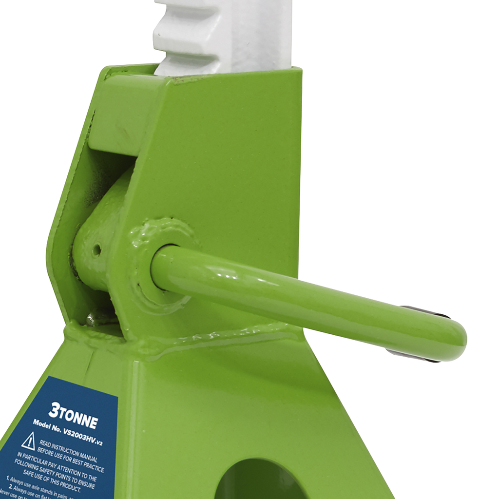 Ratchet Type Axle Stands (Pair) 3 Tonne Capacity per Stand - Hi-Vis Green VS2003HV