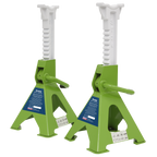 Ratchet Type Axle Stands (Pair) 3 Tonne Capacity per Stand - Hi-Vis Green VS2003HV