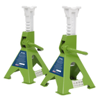 Ratchet Type Axle Stands (Pair) 3 Tonne Capacity per Stand - Hi-Vis Green VS2003HV