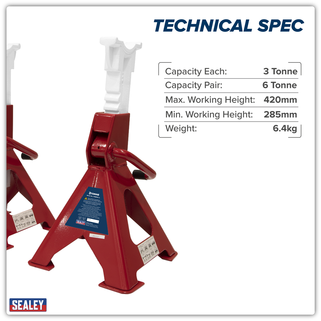 Ratchet Type Axle Stands (Pair) 3 Tonne Capacity per Stand VS2003