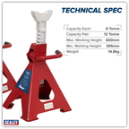 Ratchet Type Axle Stands (Pair) 6 Tonne Capacity per Stand VS2006