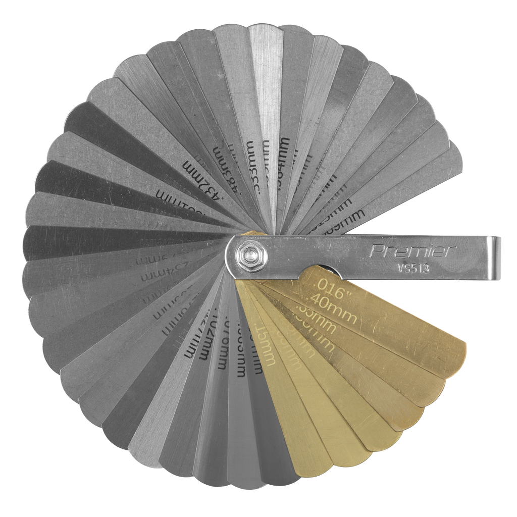 Combination Steel/Brass Dual Marked Feeler Gauge 36 Blade VS513