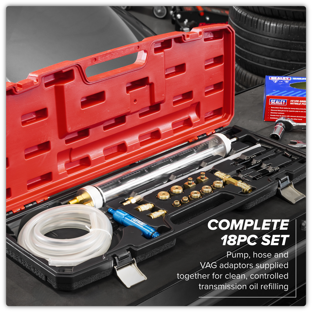 Transmission Oil Refilling Pump & Adaptor Kit for VAG 18pc VS7095