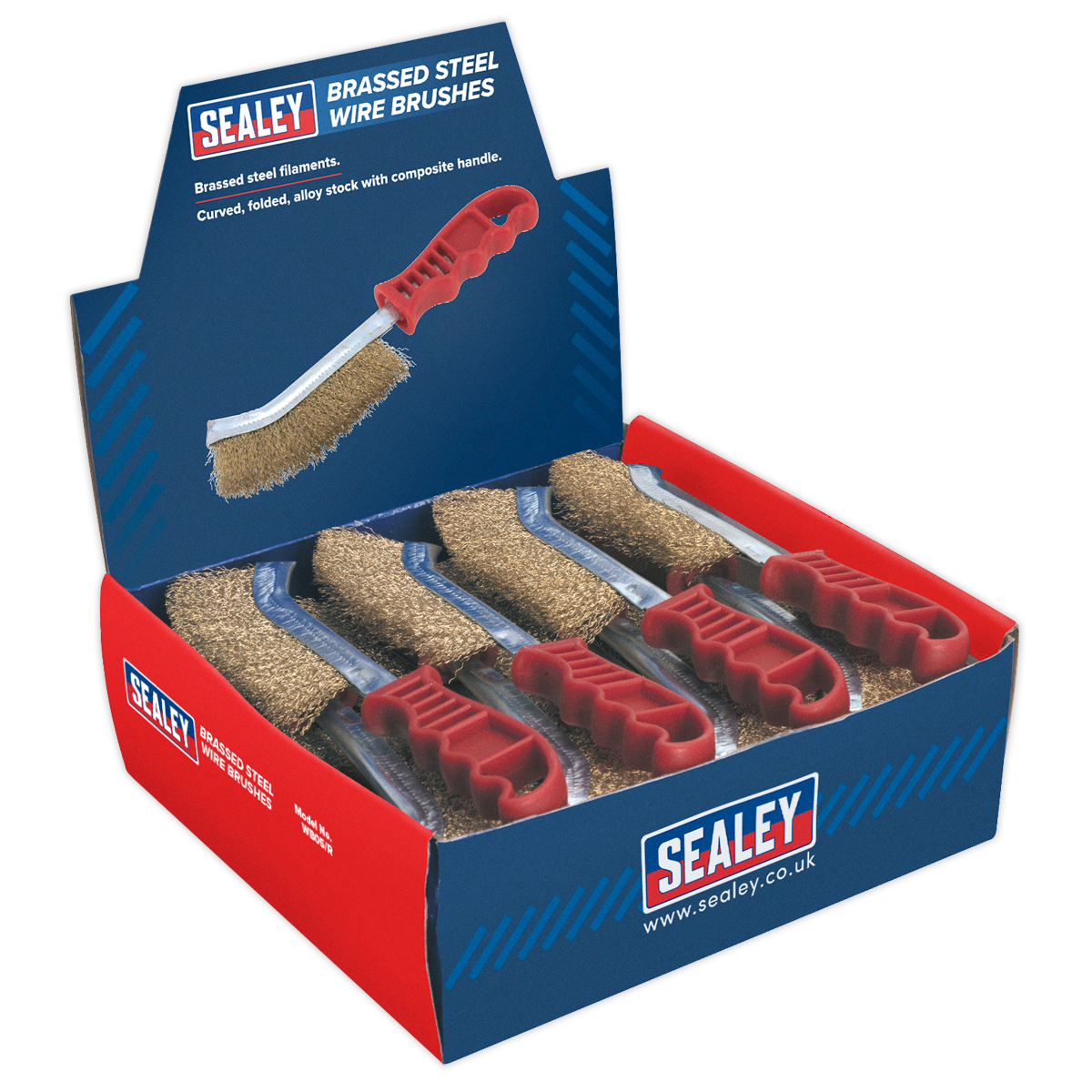 Brassed Steel Wire Brush with Plastic Handle - Display Box of 24 WB05DB24