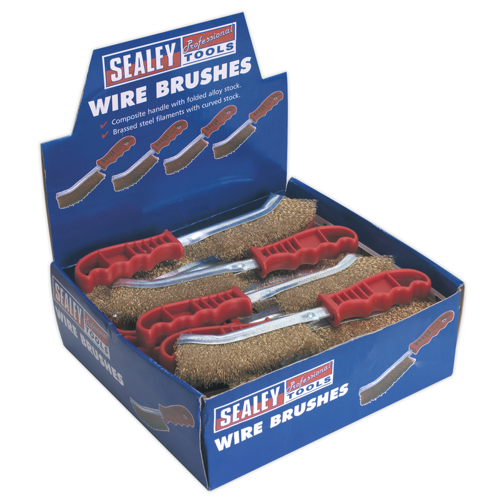 Brassed Steel Wire Brush with Plastic Handle - Display Box of 24 WB05DB24