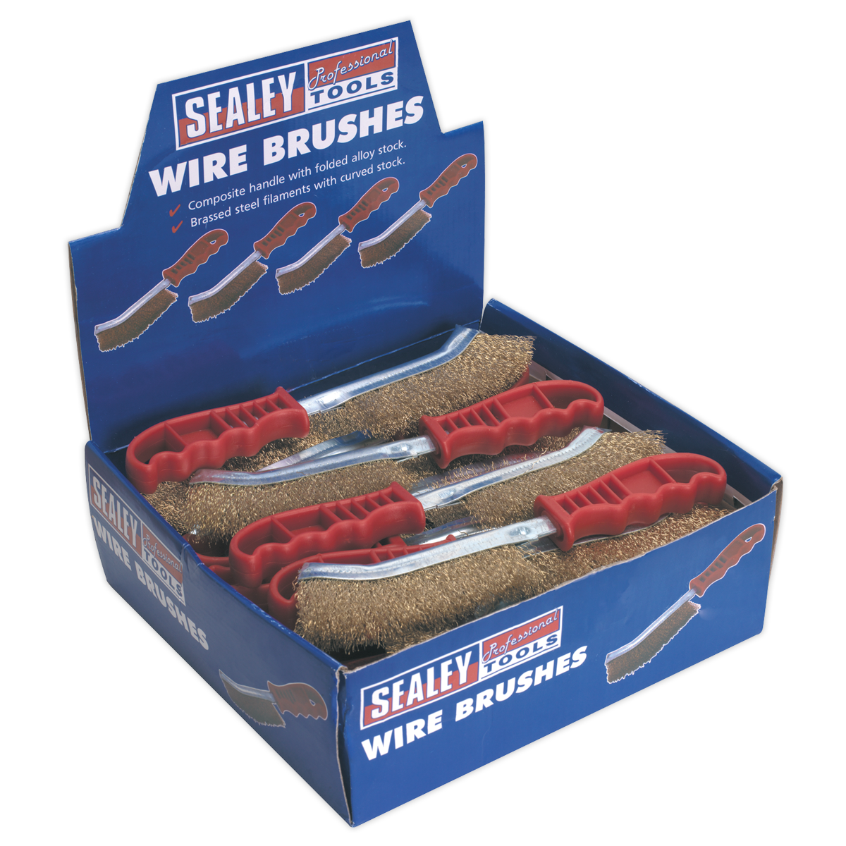 Brassed Steel Wire Brush with Plastic Handle - Display Box of 24 WB05DB24
