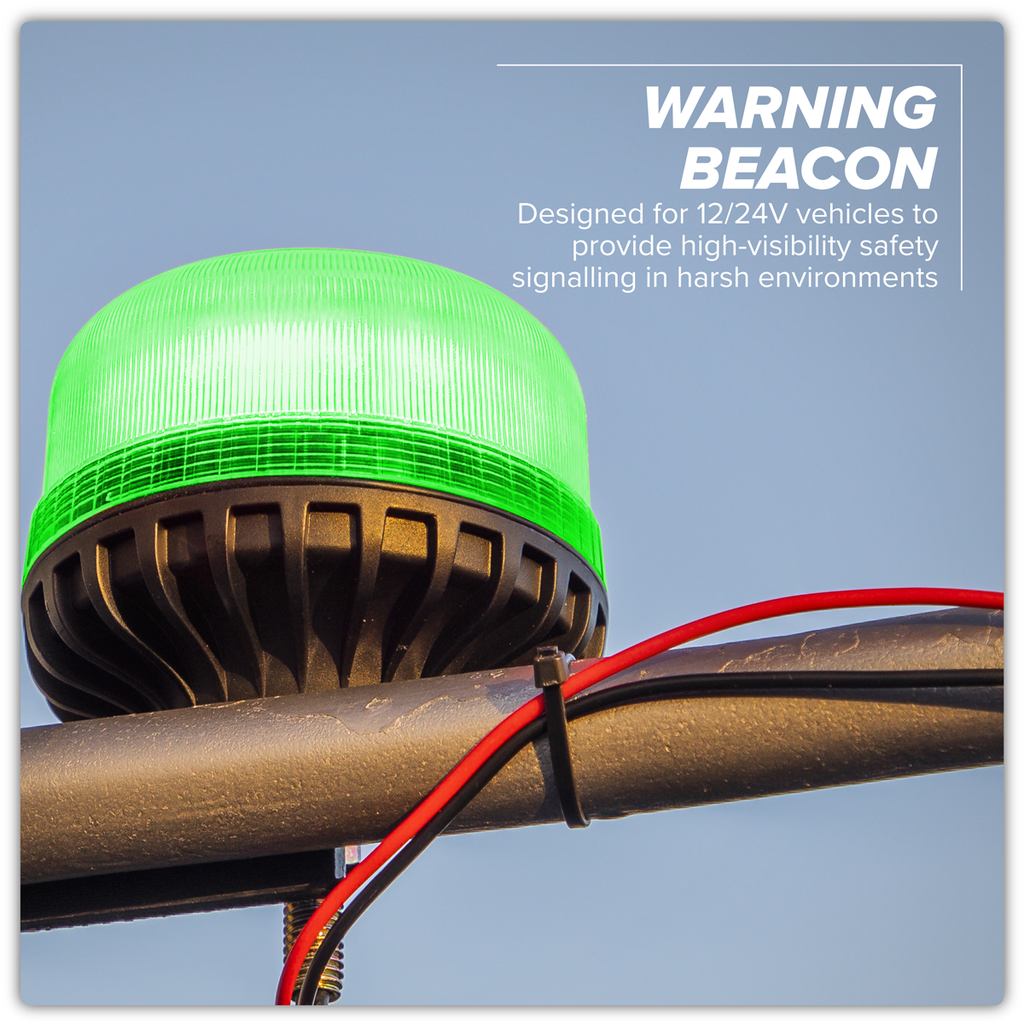 Warning Beacon with 12mm Bolt Fixing 36W SMD LED 12/24V - Green WB951LEDG