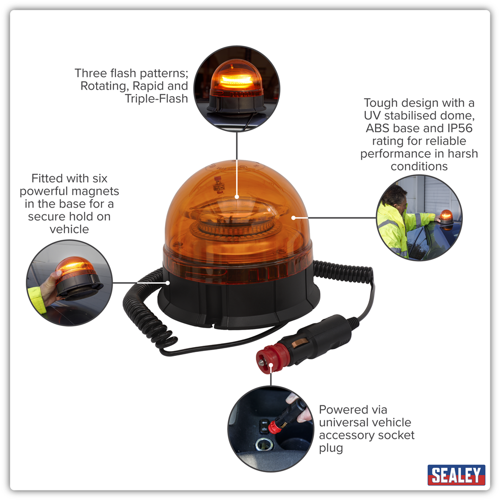 Warning Beacon with Magnetic Base 20W SMD LED 12/24V WB954LED
