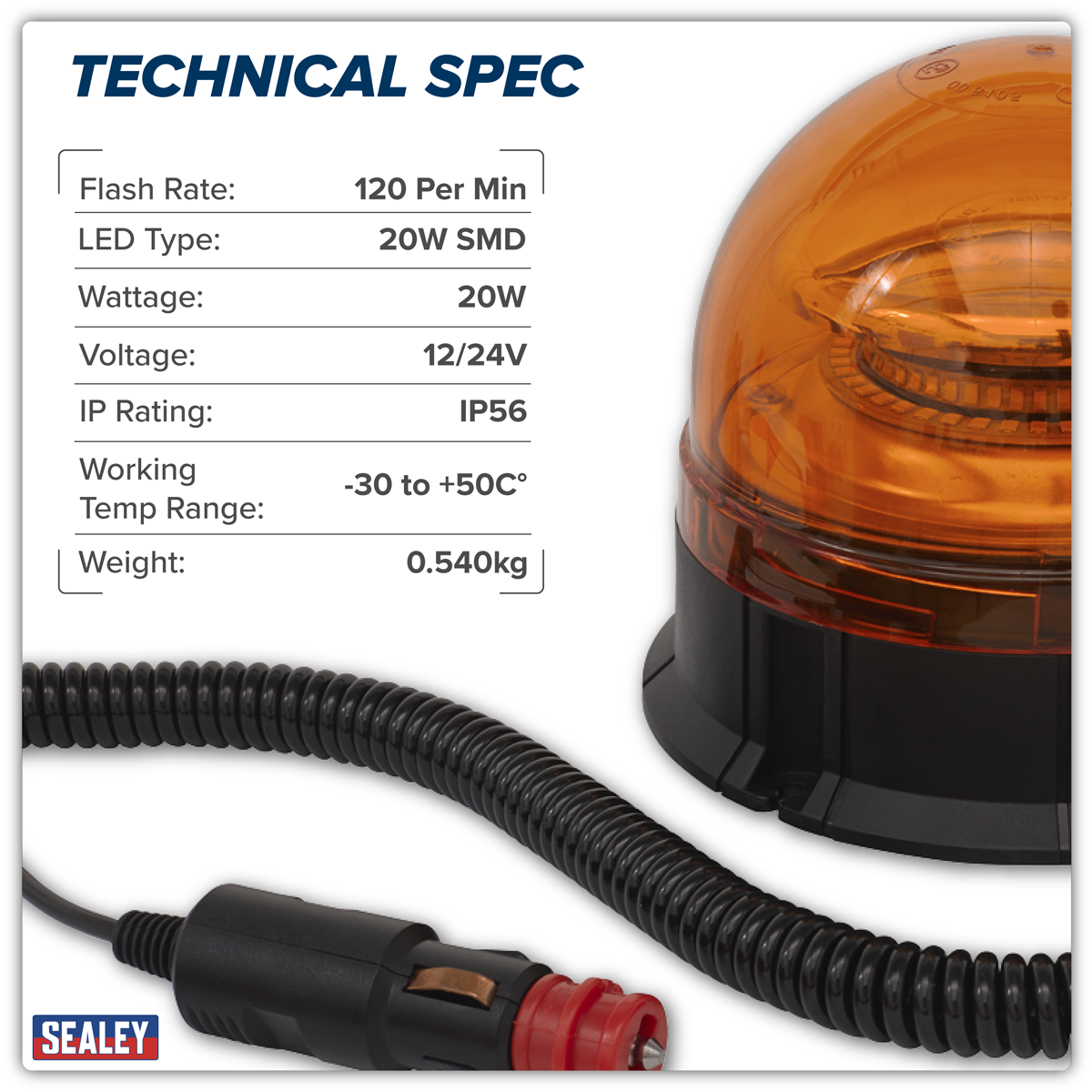 Warning Beacon with Magnetic Base 20W SMD LED 12/24V WB954LED