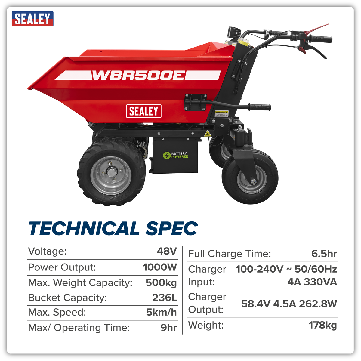 Electric Mini Dumper 500kg Capacity WBR500E