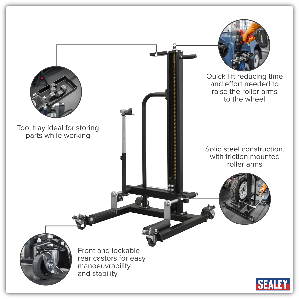 Quick Lift Wheel Removal/Lifter Trolley 50kg Capacity WD50QLS
