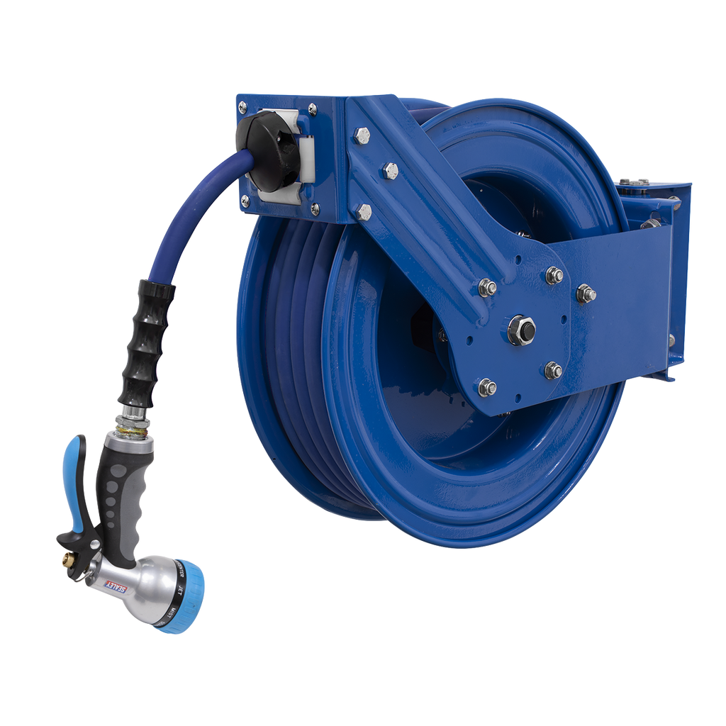 15m Heavy-Duty Retractable Water Hose Reel 13mm ID Rubber Hose WHR1512