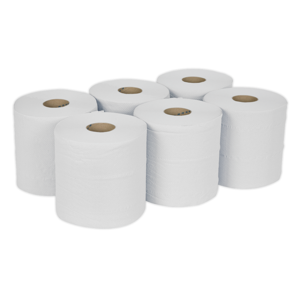 2-Ply Embossed White Paper Roll 150m - Pack of 6 WHT150
