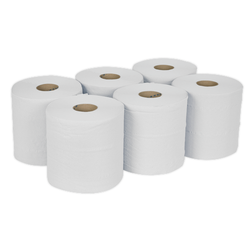 2-Ply Embossed White Paper Roll 150m - Pack of 6 WHT150