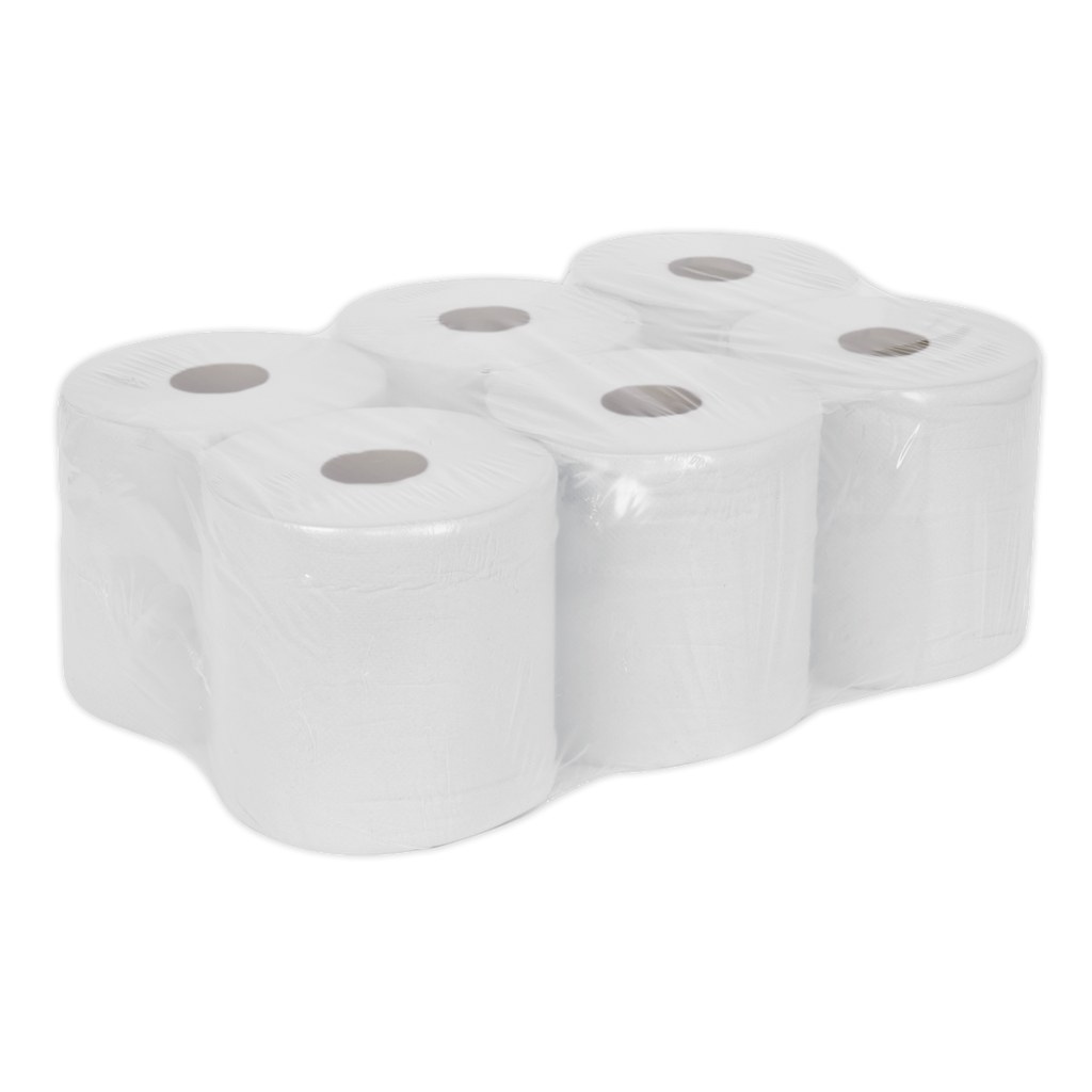 2-Ply Embossed White Paper Roll 150m - Pack of 6 WHT150