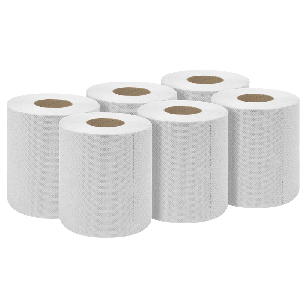 2-Ply Embossed White Paper Roll 60m - Pack of 6 WHT60