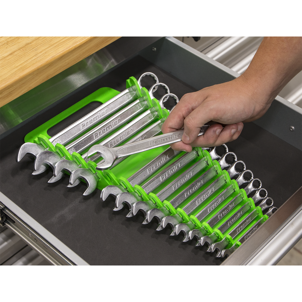 Spanner Rack Capacity 15 Spanners - Hi-Vis Green WR08HV