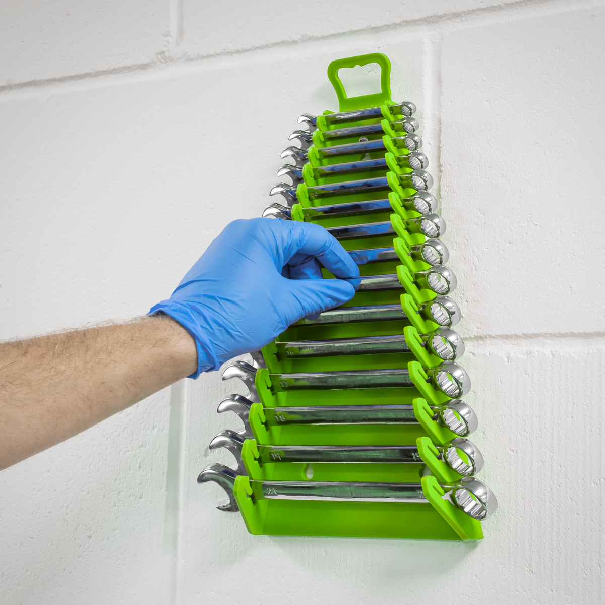 Reverse Spanner Rack Capacity 15 Spanners - Hi-Vis Green WR09HV