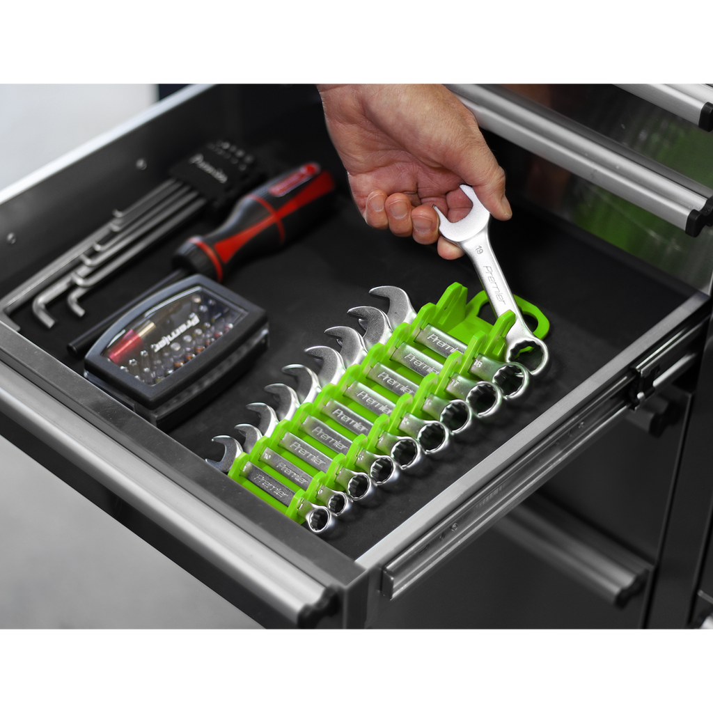 Spanner Rack Capacity 10 Stubby Spanners - Hi-Vis Green WR10HV