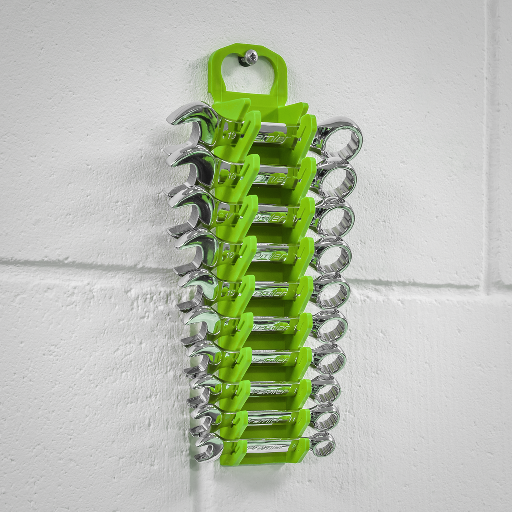 Spanner Rack Capacity 10 Stubby Spanners - Hi-Vis Green WR10HV