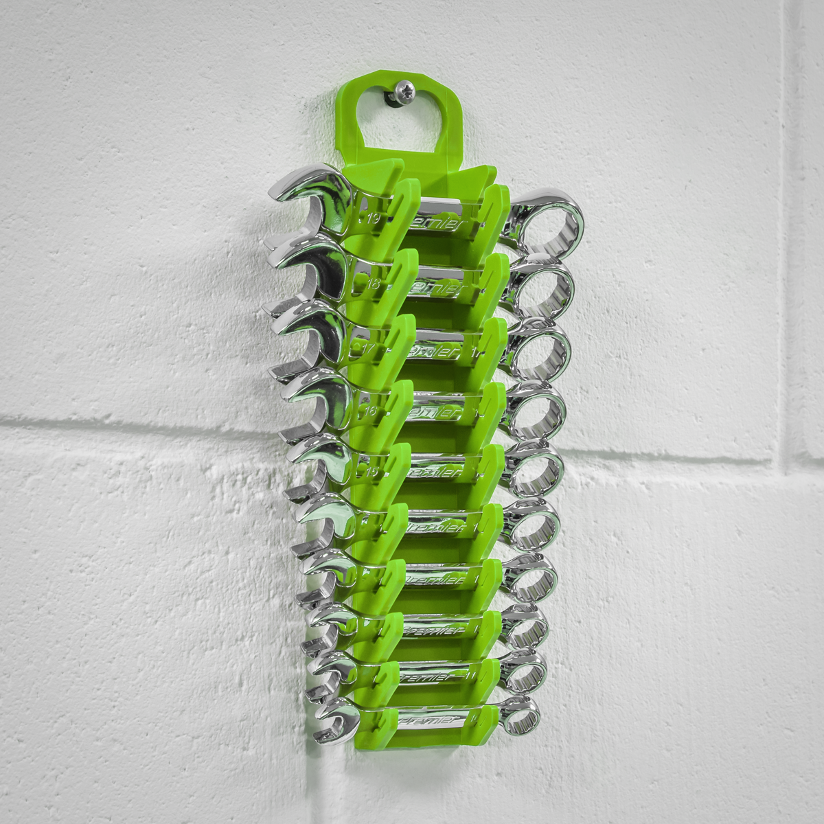 Spanner Rack Capacity 10 Stubby Spanners - Hi-Vis Green WR10HV