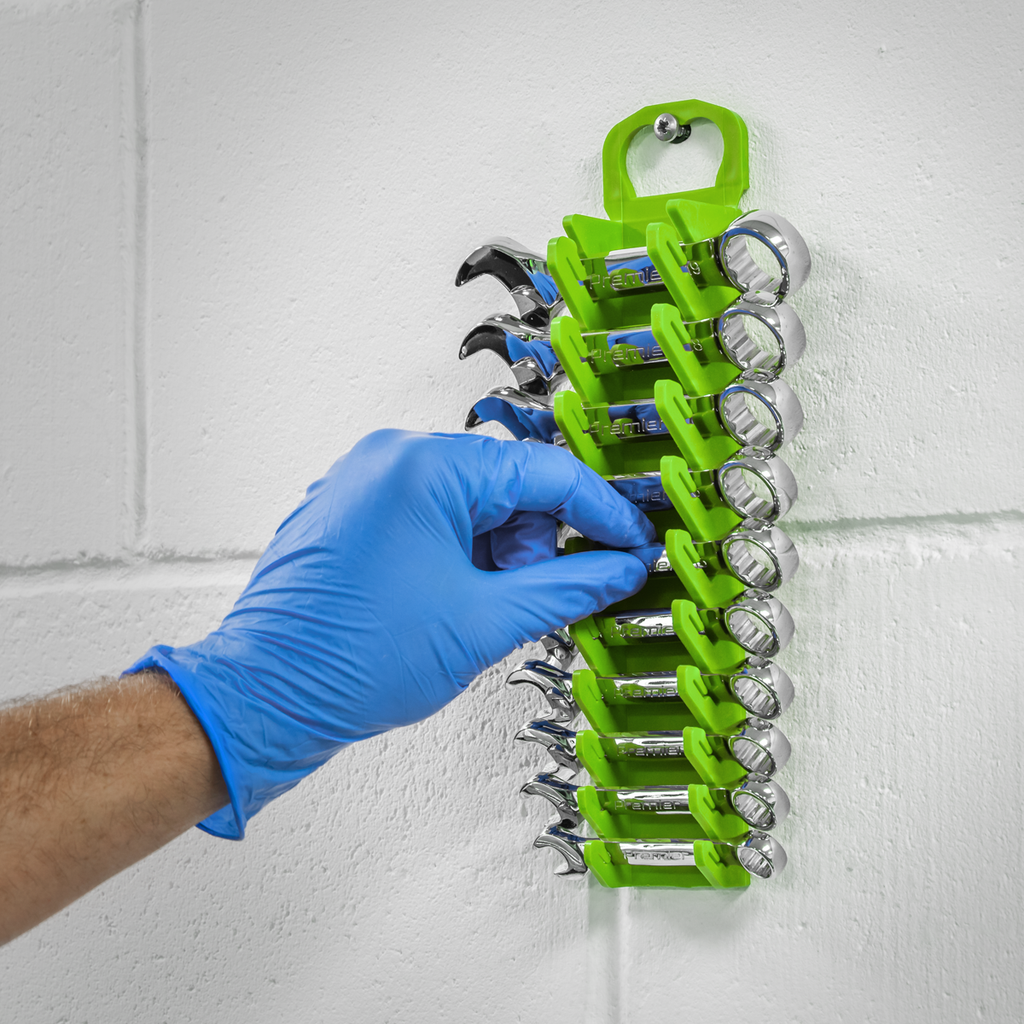 Spanner Rack Capacity 10 Stubby Spanners - Hi-Vis Green WR10HV