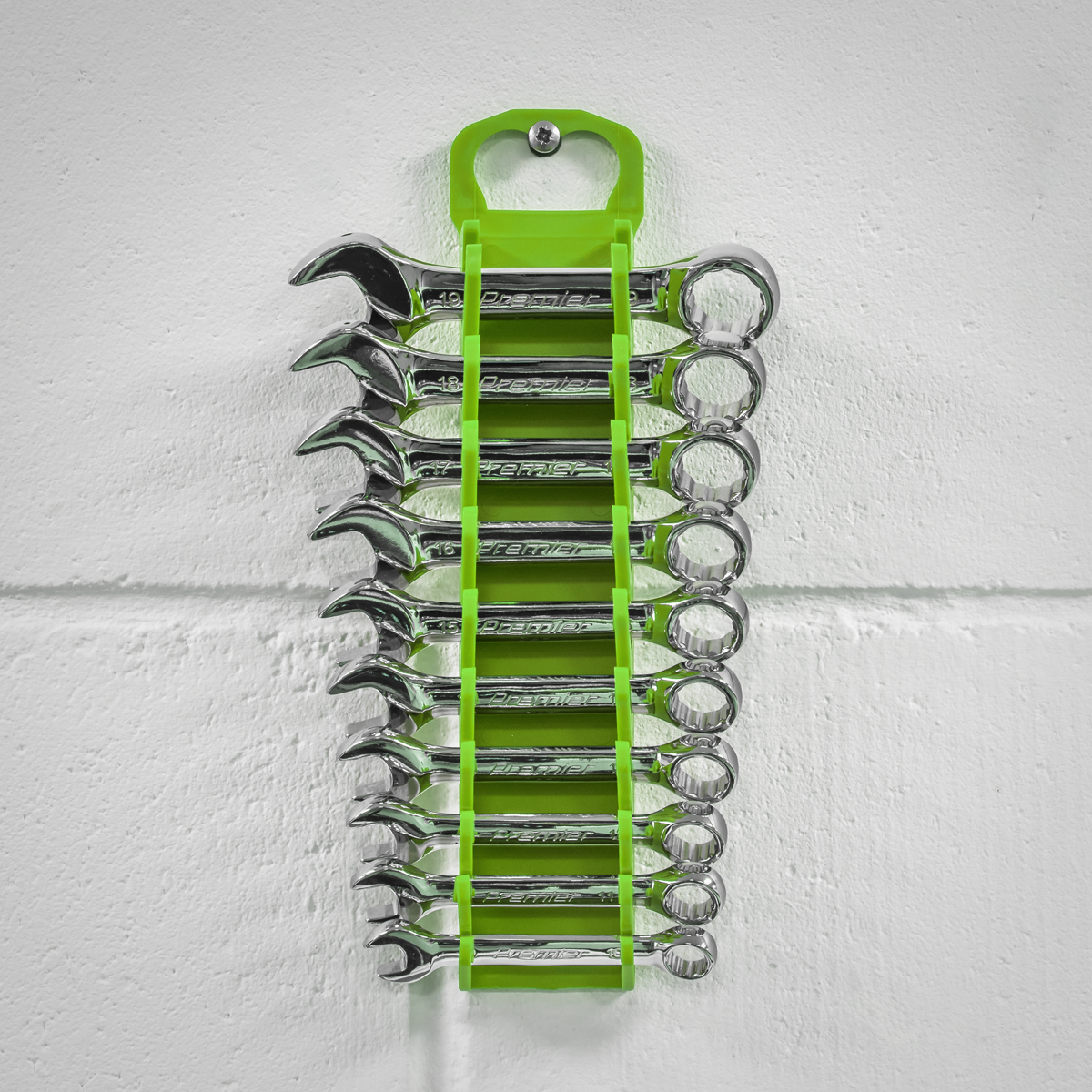 Spanner Rack Capacity 10 Stubby Spanners - Hi-Vis Green WR10HV